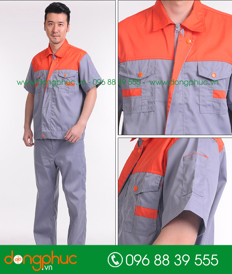 Mẫu bảo hộ màu ghi phối cam cộc tay